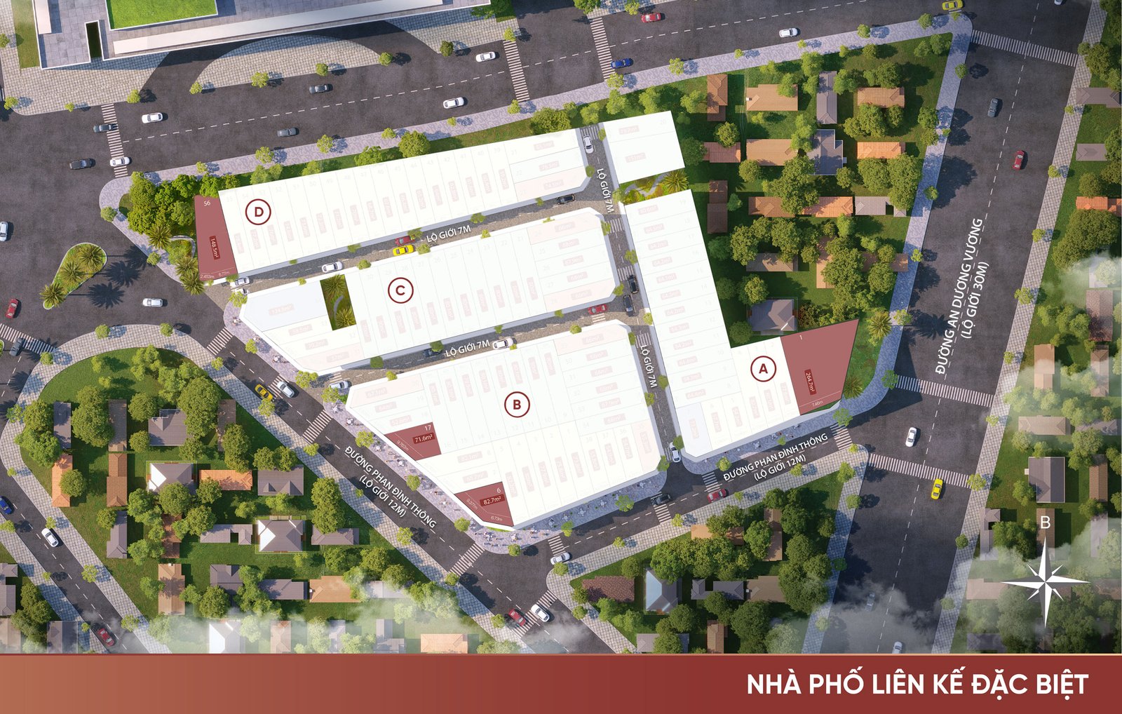 Mặt bằng phân khu nhà phố The Sholi